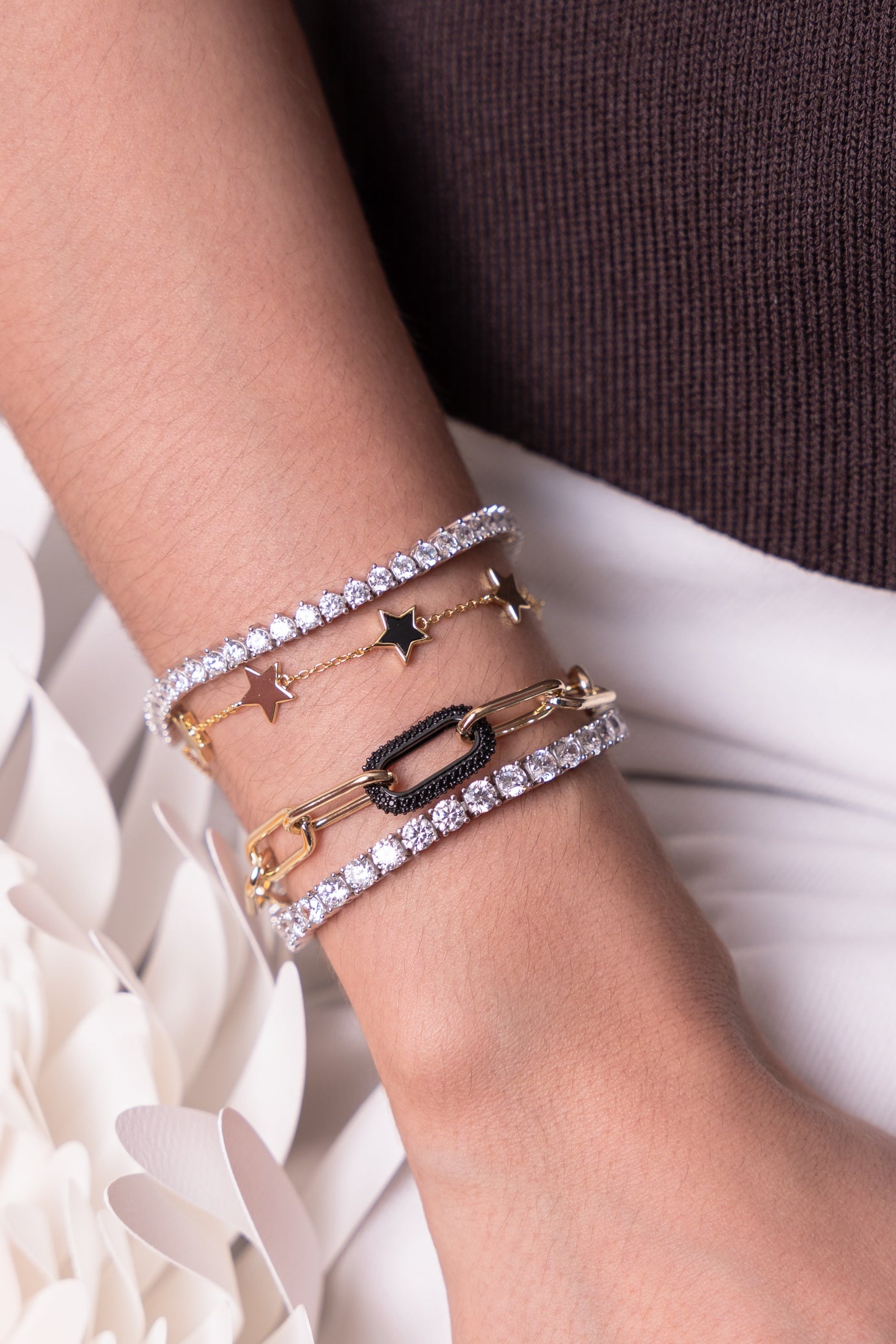 Pulsera de estrella sólida y piedra