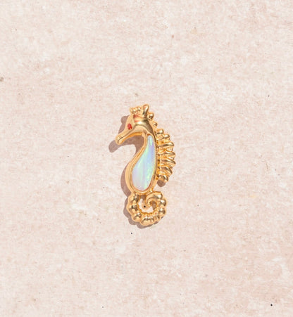 Ethiopian Opal Seahorse Charm