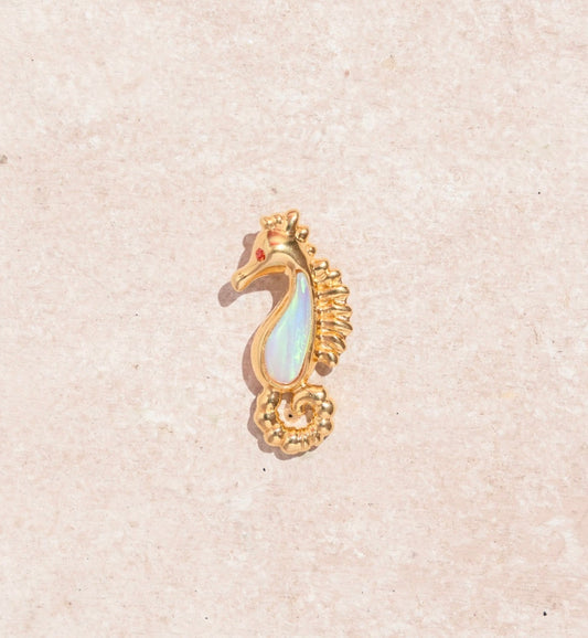 Ethiopian Opal Seahorse Charm