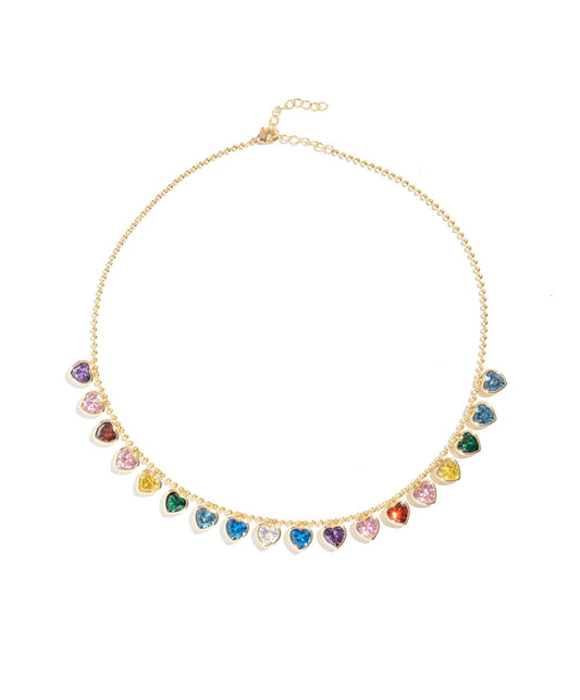 Multicolor Dangle Hearts Necklace