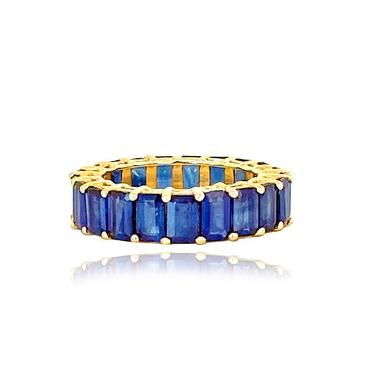 14k Gold - Sapphire Eternity Ring Emerald Cut
