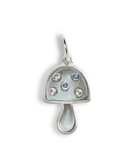 Mushroom Mini Charm - Blue Topaz