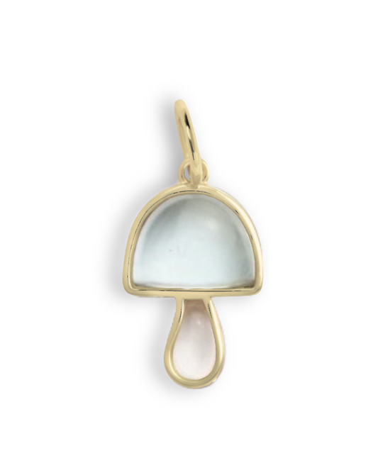 Mushroom Mini Charm - Blue & Clear Quartz