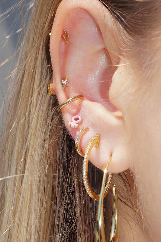 Pendientes de botón Mini Thunder Power de oro de 10 quilates
