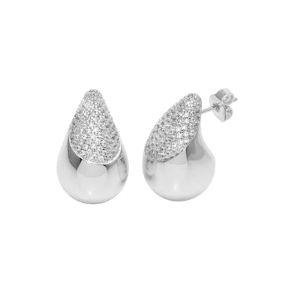 Half Pave Drop Earrings