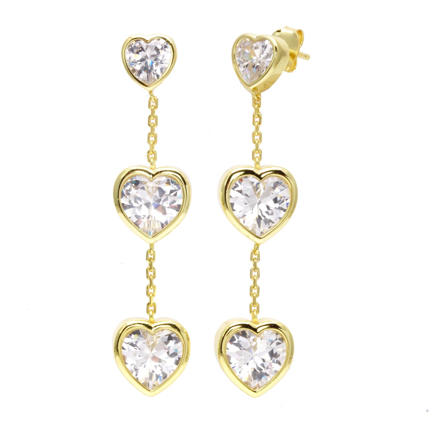 Triple Heart Drop Earrings