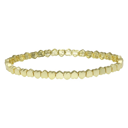 Mini Gold Stretchy Bezel Heart Bracelet