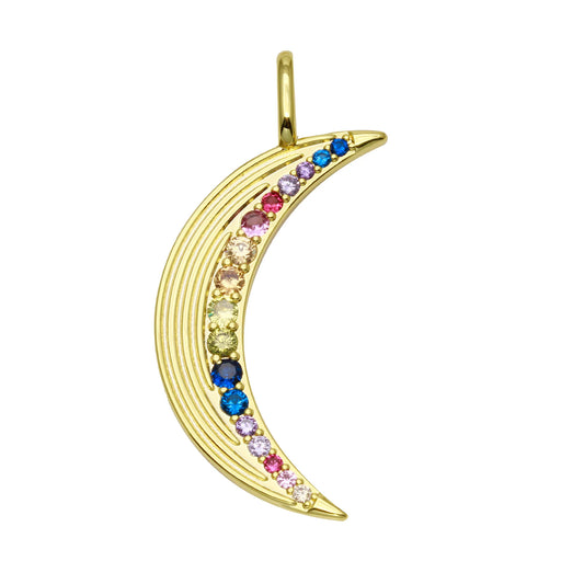 Fluted Rainbow Moon Charm