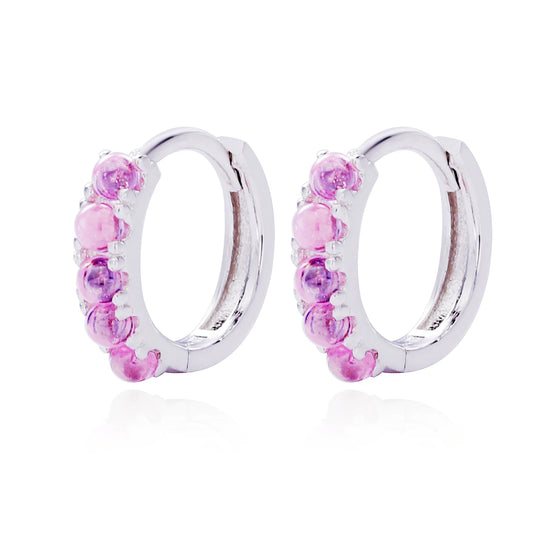 Mini aros Huggies con piedra de color ópalo