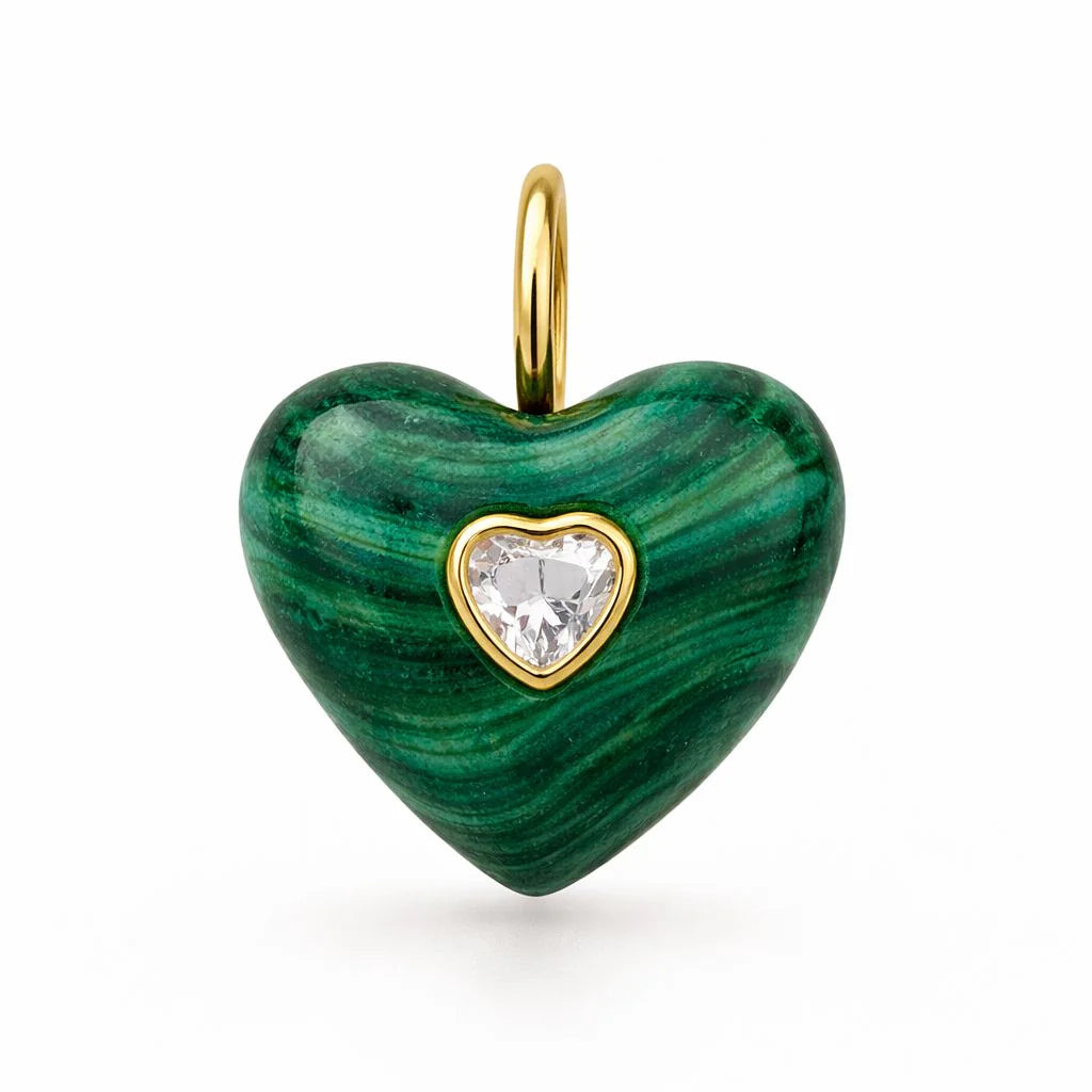 Dije de piedra Corazón Grande y Circonia de corazón