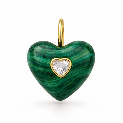 Dije de piedra Corazón Grande y Circonia de corazón