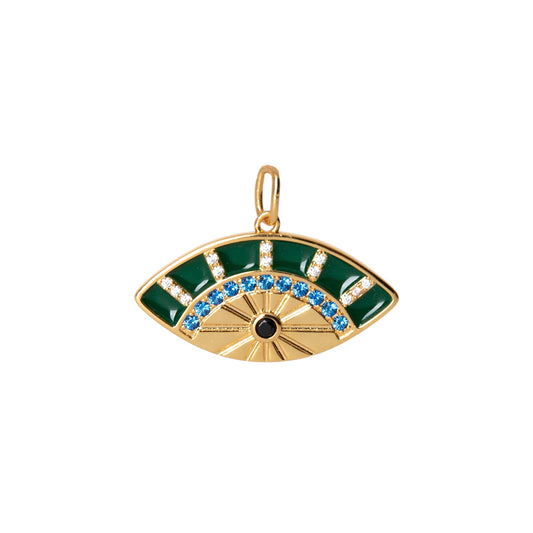 Green Enamel Evil Eye Charm