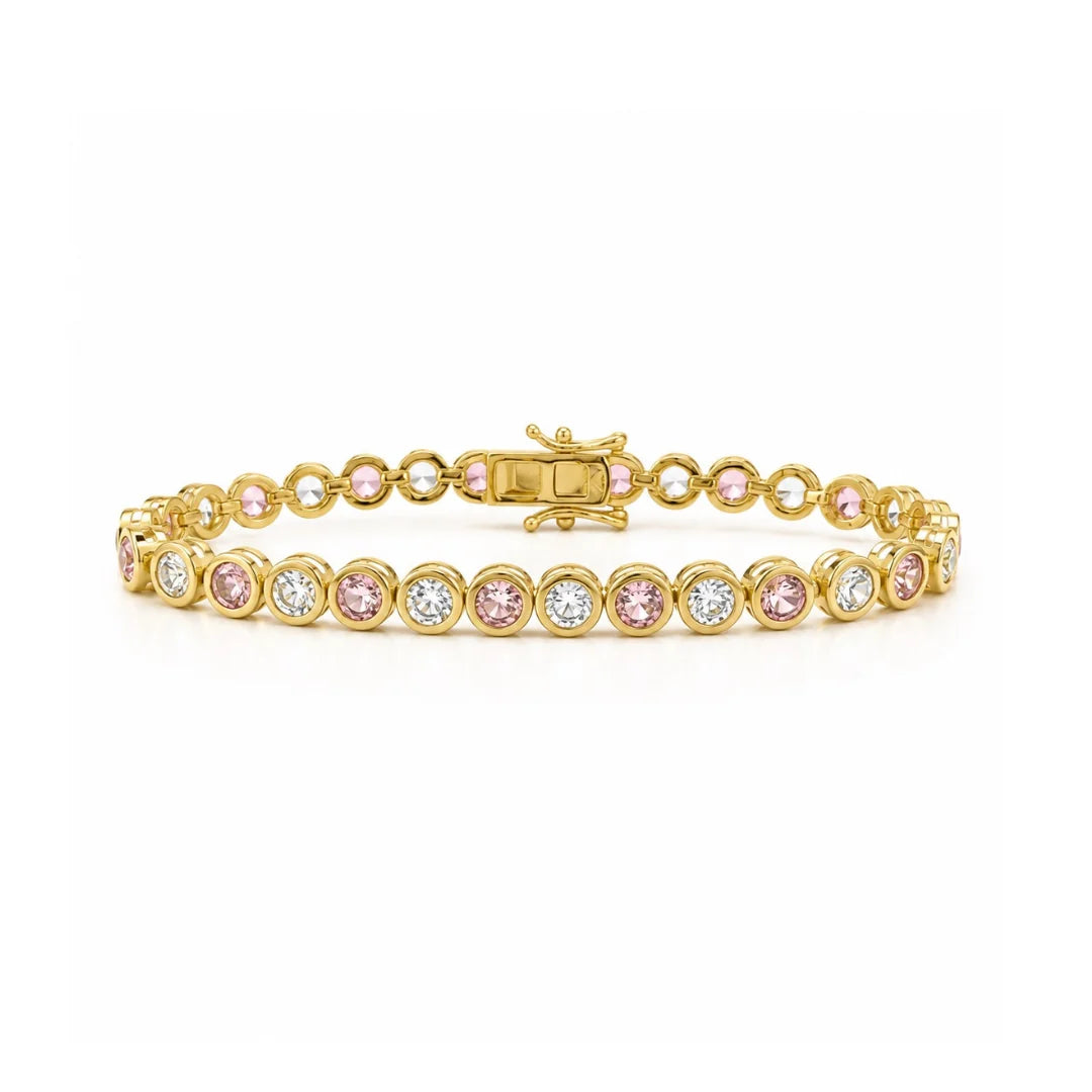 Color Affair Round Bezel Tennis Bracelet