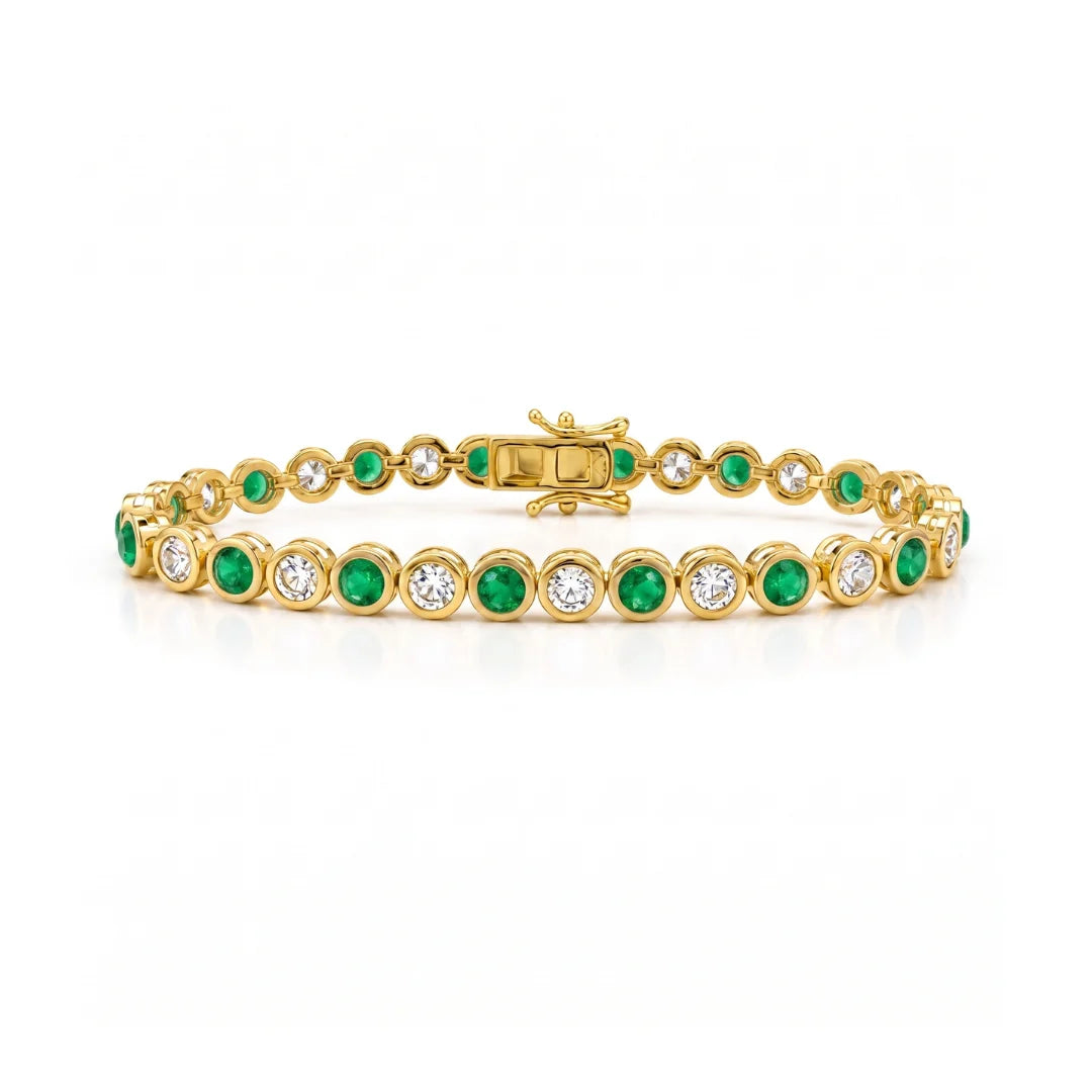 Color Affair Round Bezel Tennis Bracelet