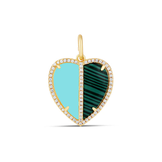 Charm de corazón de piedra natural mitad y mitad