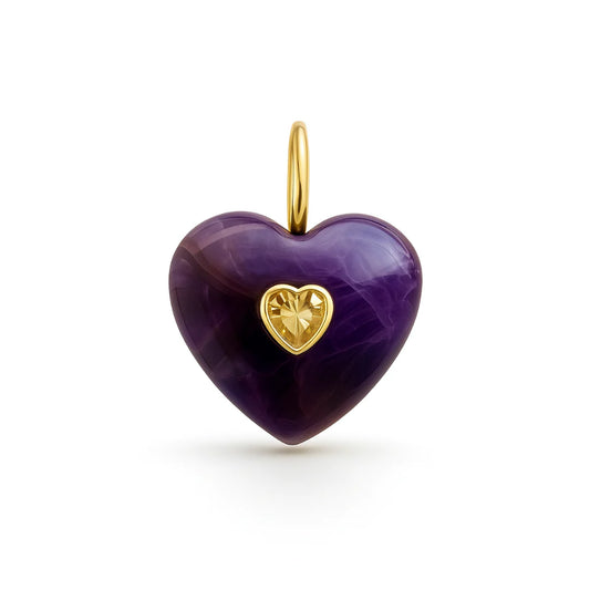 Dije de piedra Corazón Grande y Circonia de corazón