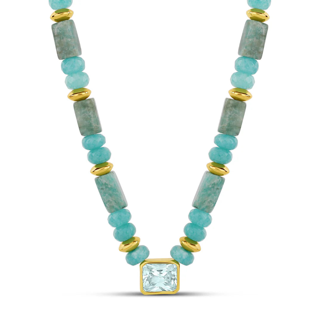 Seafoam Aqua Stone Necklace