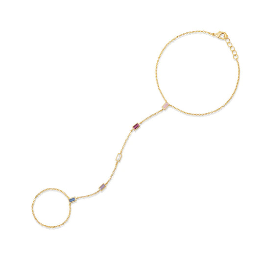 Cadena de mano con bisel de arcoíris