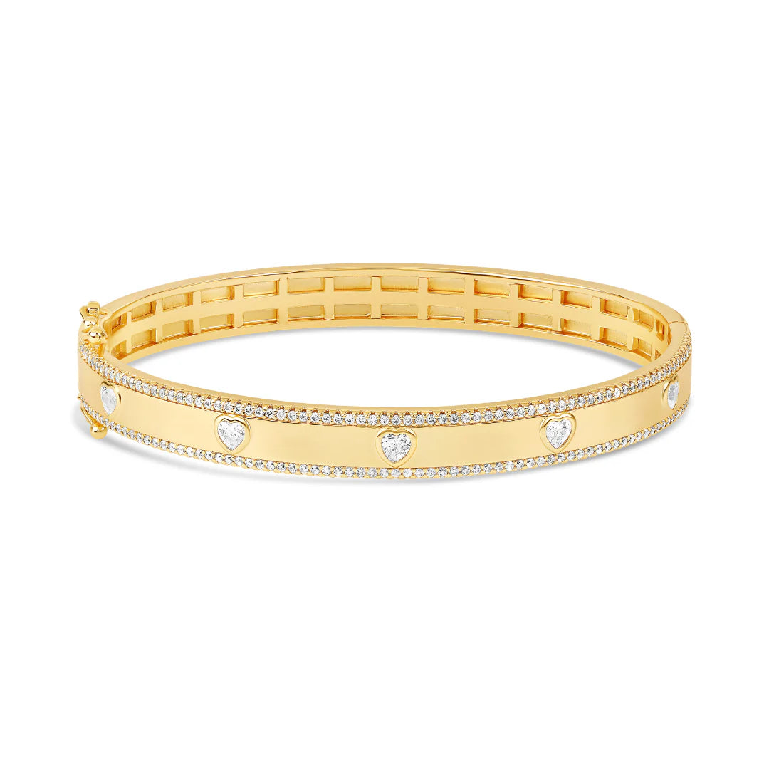 Two Line Pavé Hearts Bangle