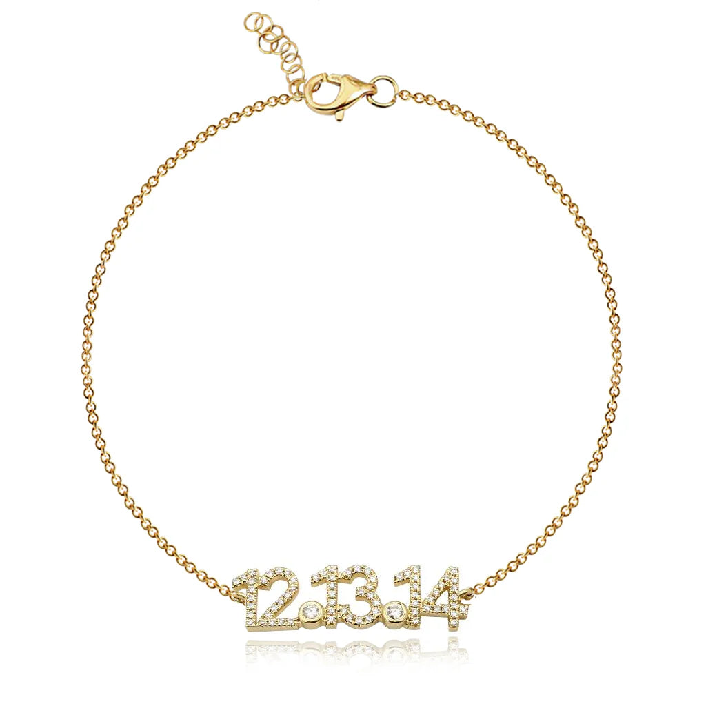 14k Gold Pavé Date Bracelet