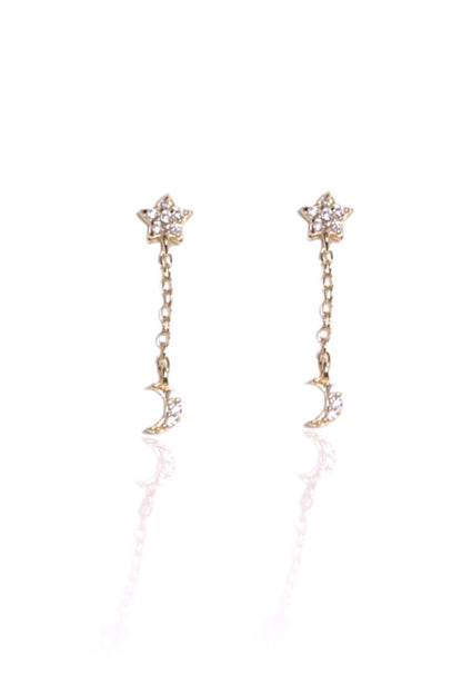 Star & Moon Drop Earrings - Vermeil