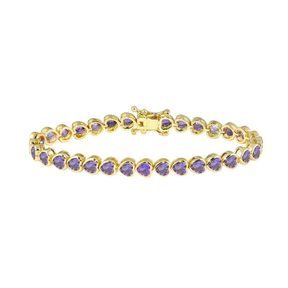 Purple Bezel Heart Tennis Bracelet