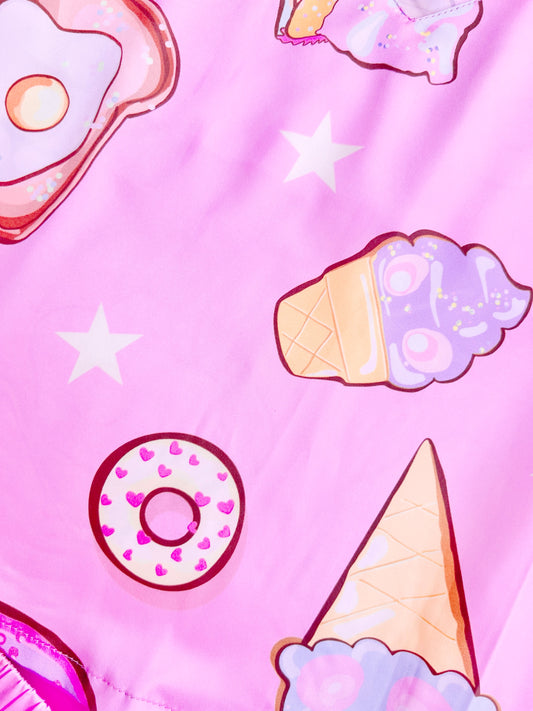 Satin Donut Breakfast Short Set