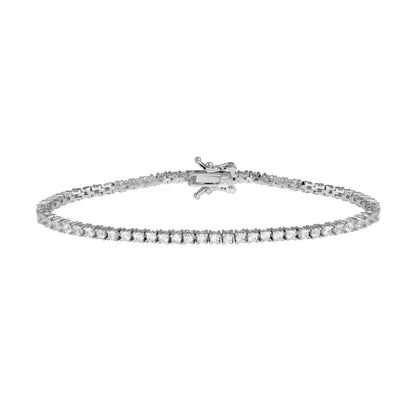 Pulsera de tenis clásica delgada de plata de 2 mm