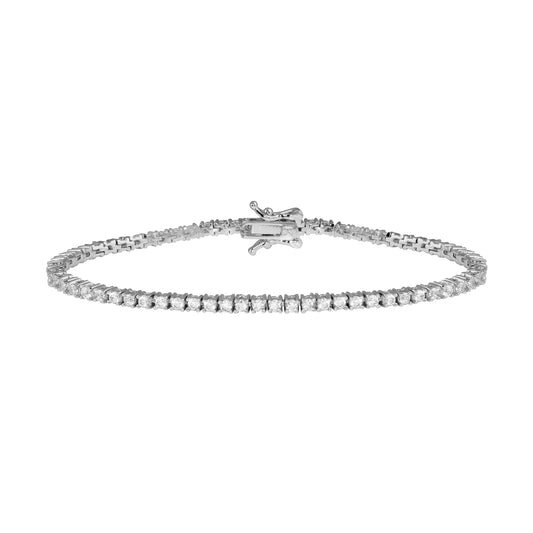 Pulsera de tenis clásica delgada de plata de 2 mm