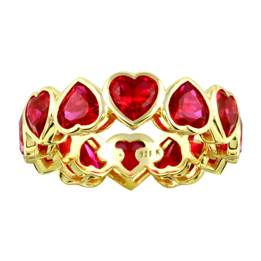 Anillo con bisel en forma de corazón de colores