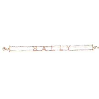 14k Gold Diamond Name Double Chain Bracelet