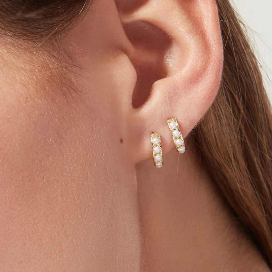 Pearl Huggie Hoop Earring