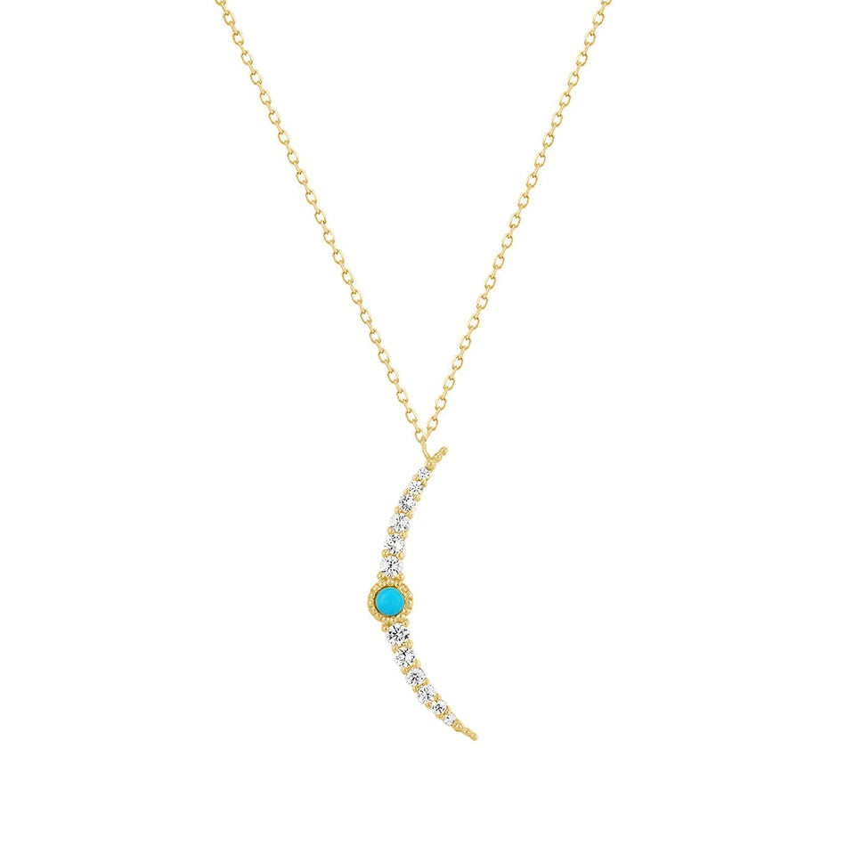 Chic Moon Turquoise Stone Necklace