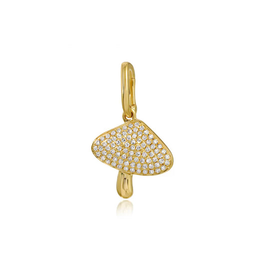 Dije de hongo pavé pequeño de oro de 14 k