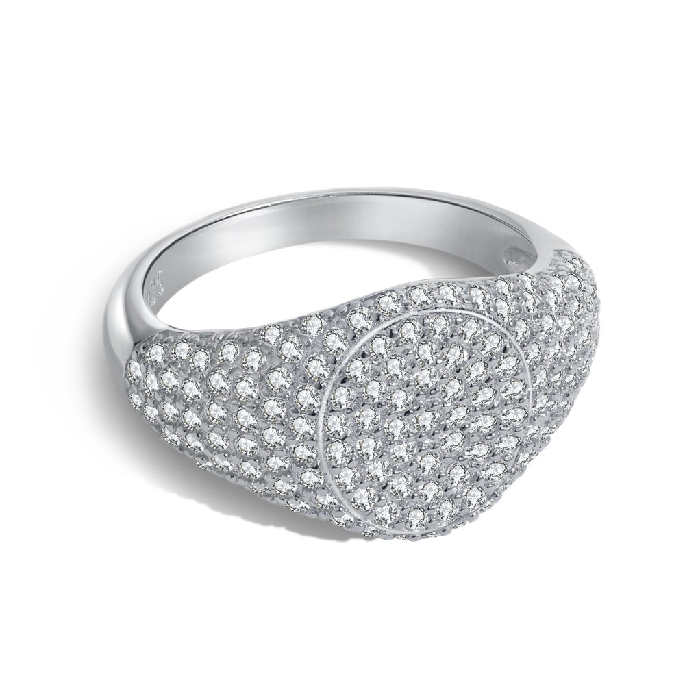 Silver Pavé Signet Ring