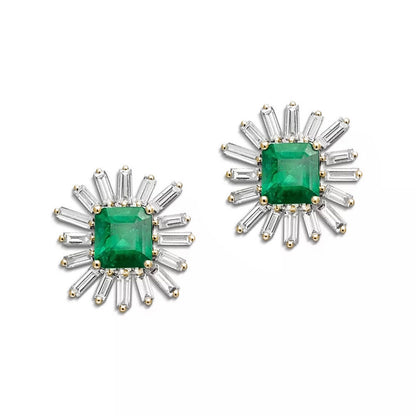 Emerald Starburst Earrings - Vermeil