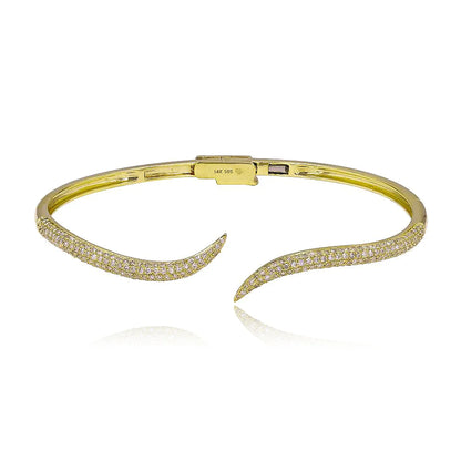 Brazalete con garras pavé curvadas en oro de 14 k