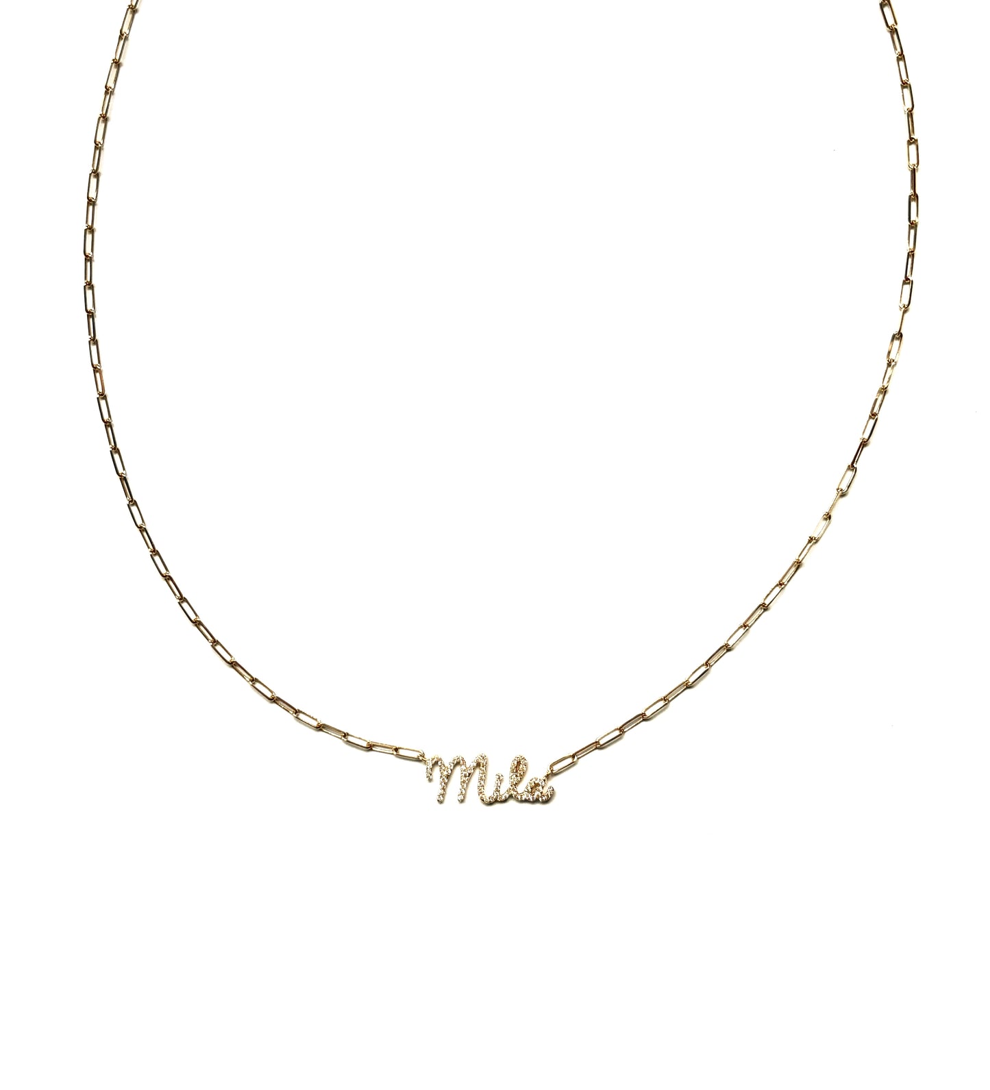 14k Gold Diamond Name Mila Necklace