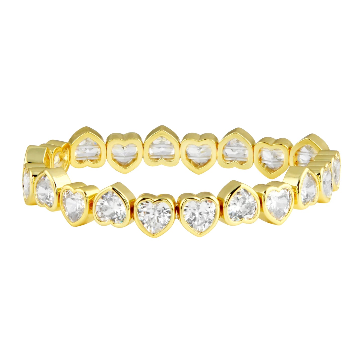 Gold Stretchy Bezel Heart Bracelet