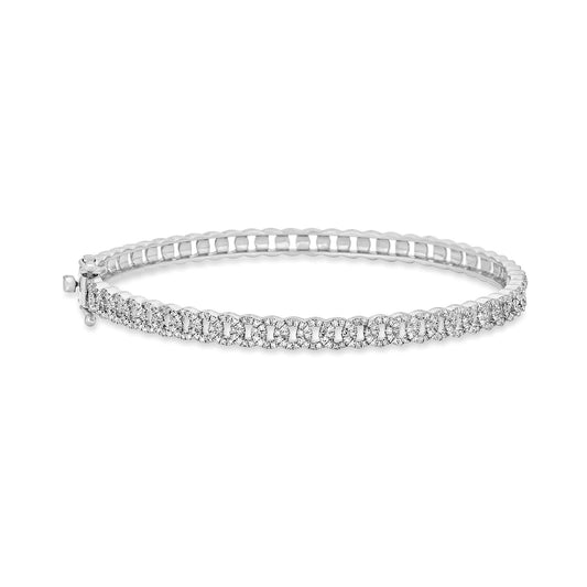 Brazalete de cadena con pavé de plata