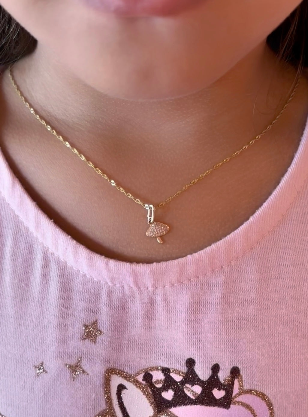 14k Gold Petite Pavé Mushroom Charm