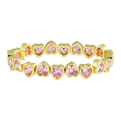 Pulsera elástica con bisel en forma de corazón en color rosa