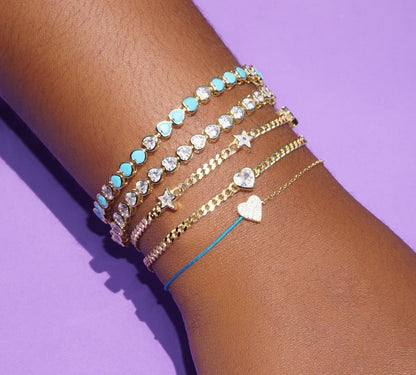 Pulsera de tenis con bisel transparente y corazón