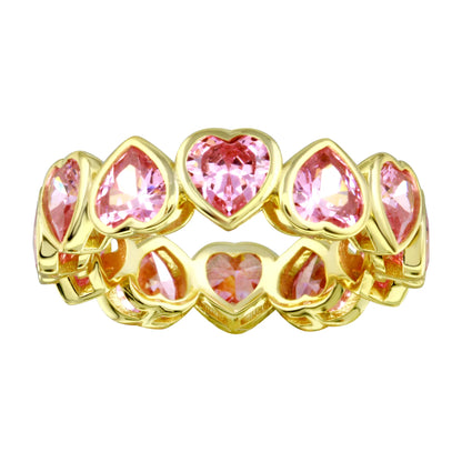 Anillo con bisel en forma de corazón de colores