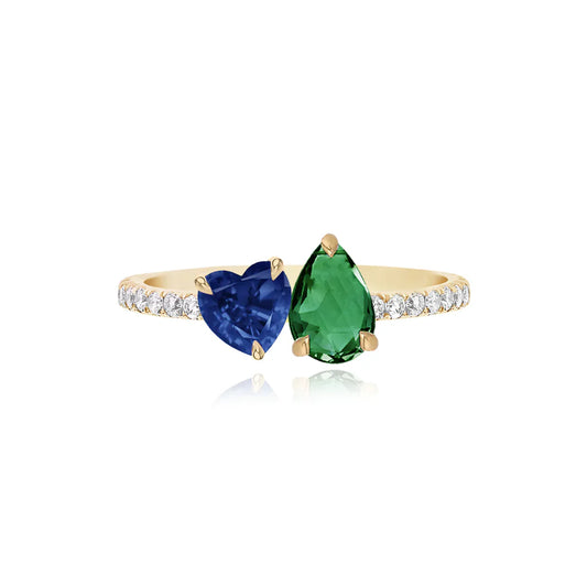 14k Gold Topaz & Diopside Pavé Ring