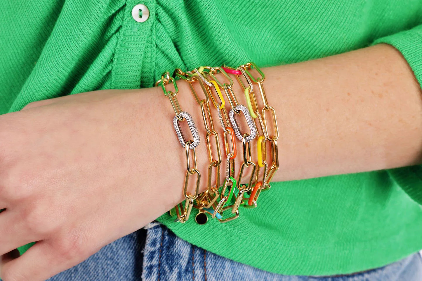 Pavé Link Paperclip Bracelet