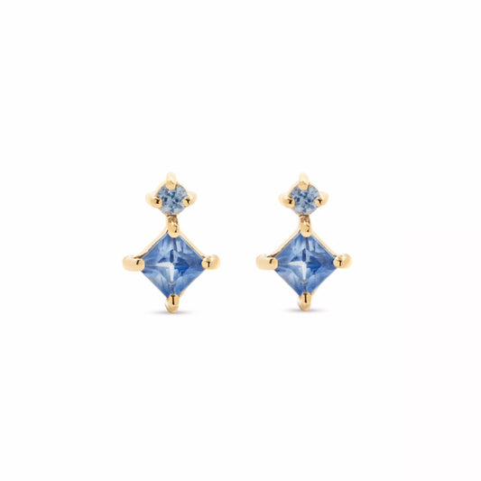 Blue Diamond  Shape Mini Studs - Vermeil