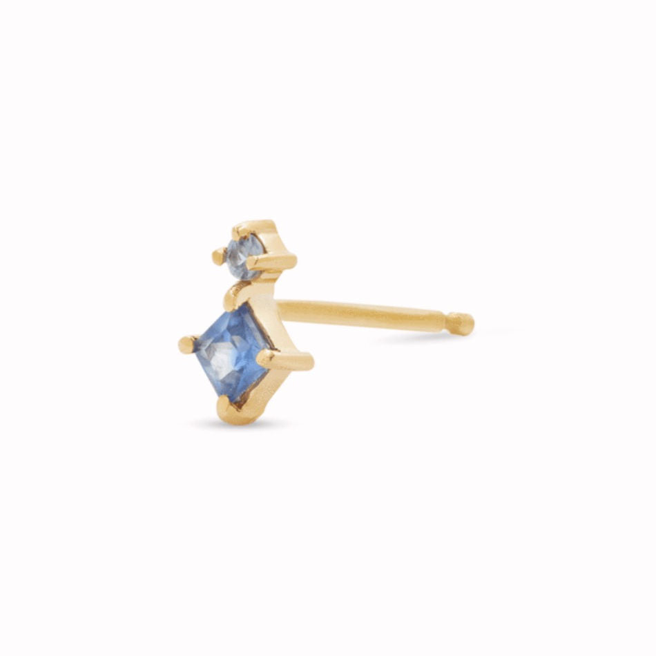 Blue Diamond  Shape Mini Studs - Vermeil