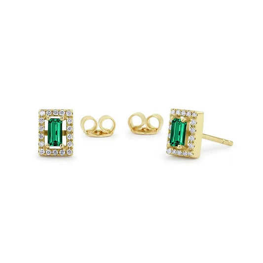 Emerald cz Rectangle Earrings - Vermeil