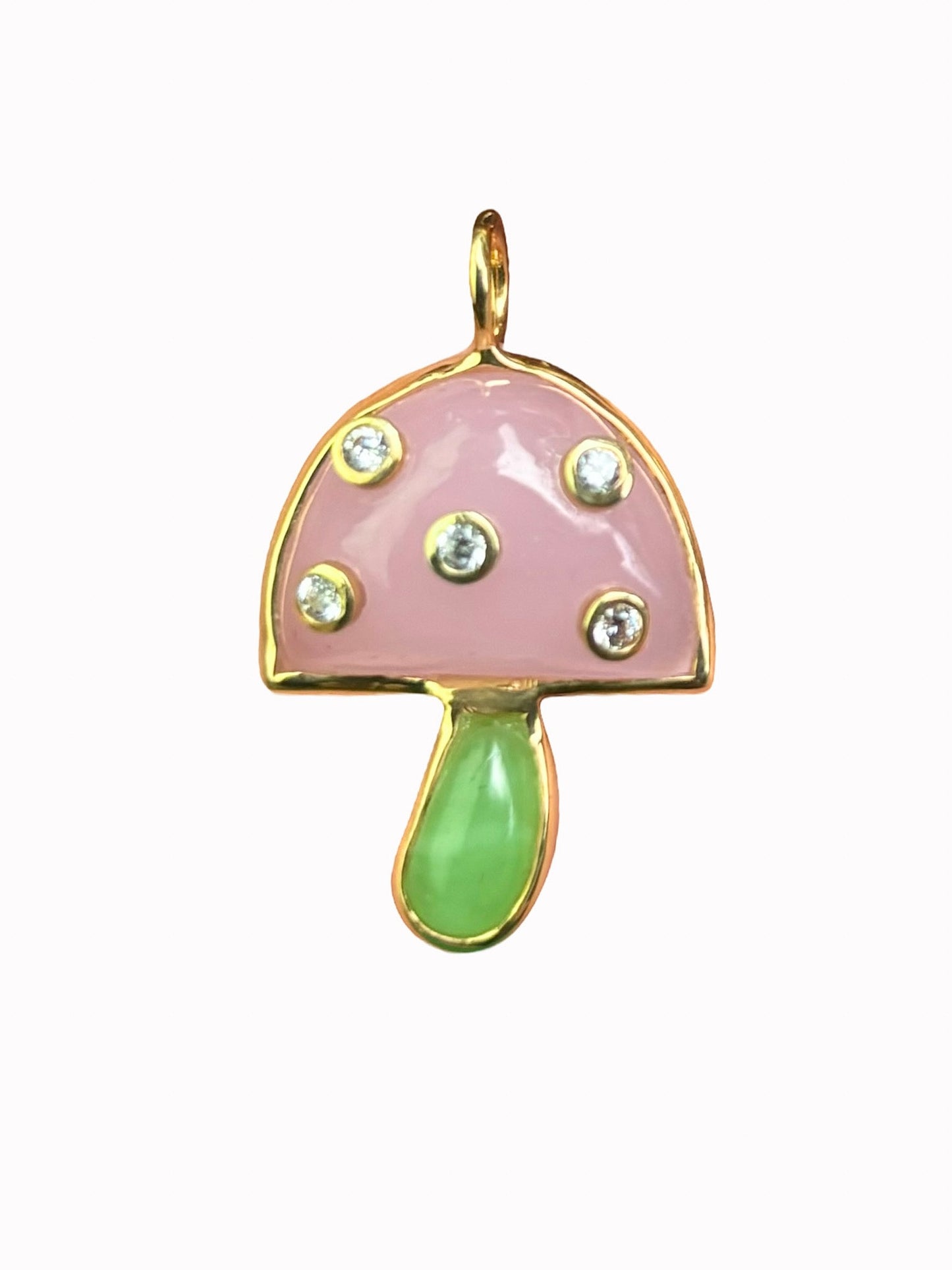 Rose Quartz & Peruvian Opal Mushroom Charm